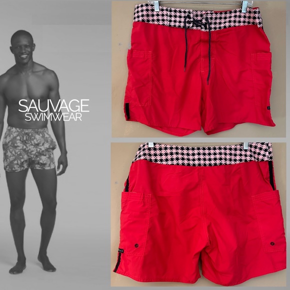 Sauvage Swim Trunks 34" waist 6" inseam Gently worn 100% nylon Unlined - Picture 1 of 3